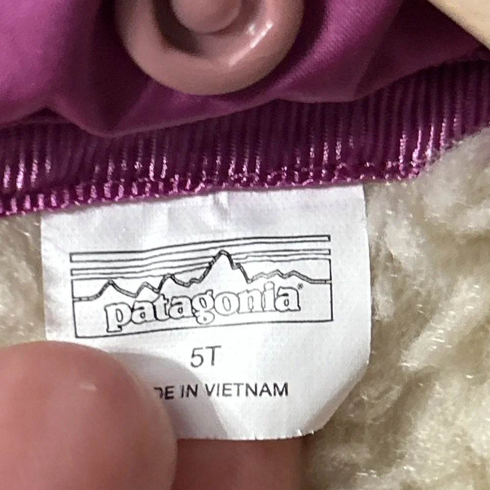 Girls Patagonia Reversible Tribbles  Full Zip Jacket Kids 61160 Sz 5 5T Sherpa